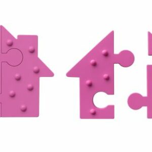 Puzzle de dues peces amb forma de casa i textura de boletes